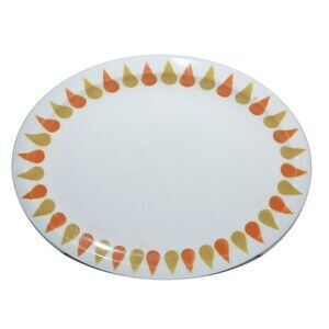 Vtg Shenango China Oval Platter Restaurant Ware Orange green Border 12.5"